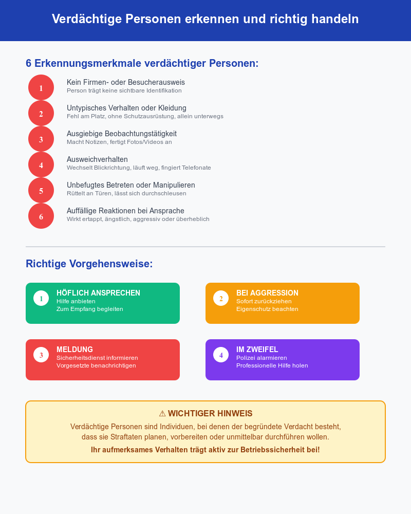 Verdächtige Personen erkennen - Infografik