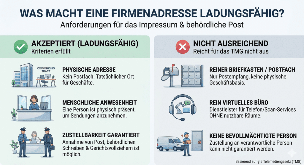 Ladungsfähige Firmenadresse - Infografik